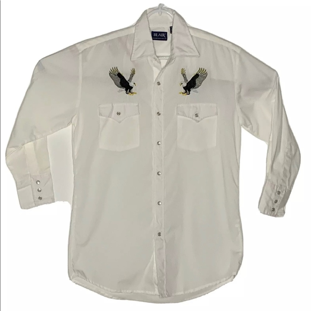 Vtg BLAIR Western Mens Pearl Snap Shirt Eagle Sz S